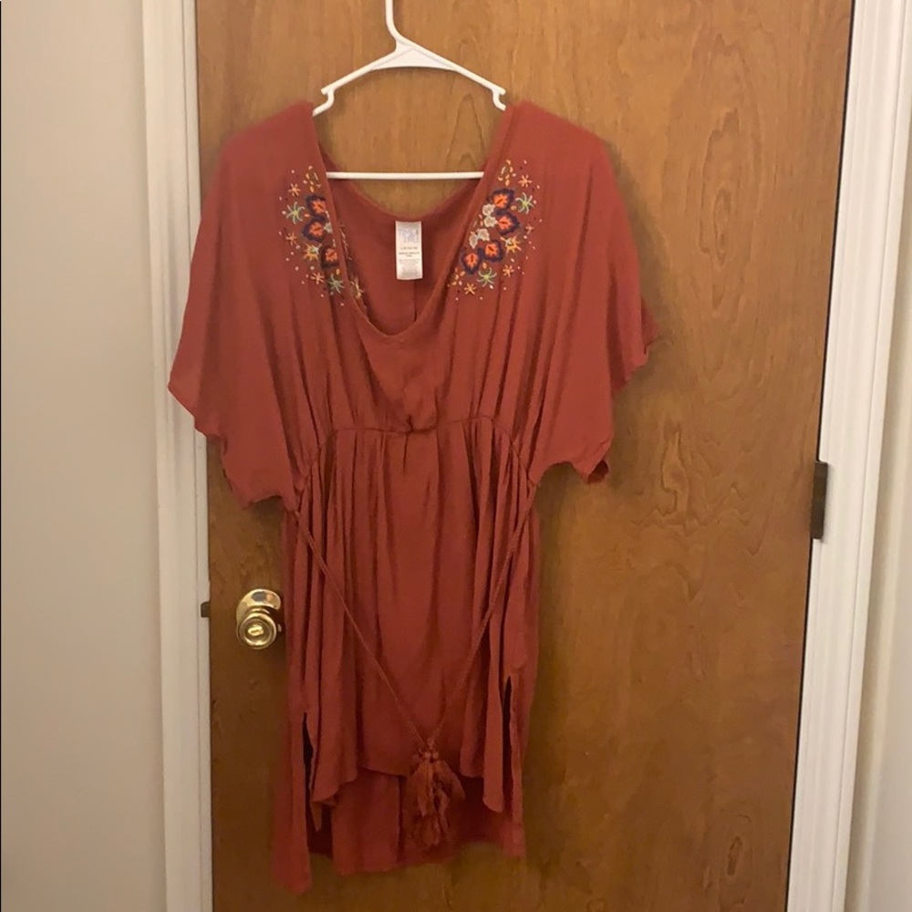 Flirty rust colored beach cover - up!